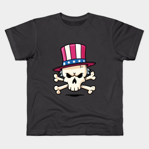 Uncle Sam Skull Kids T-Shirt by zoljo